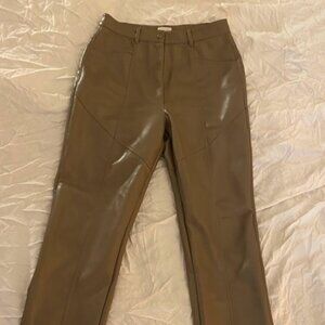 Wilfred skinny/straight leg vegan leather pants in brown